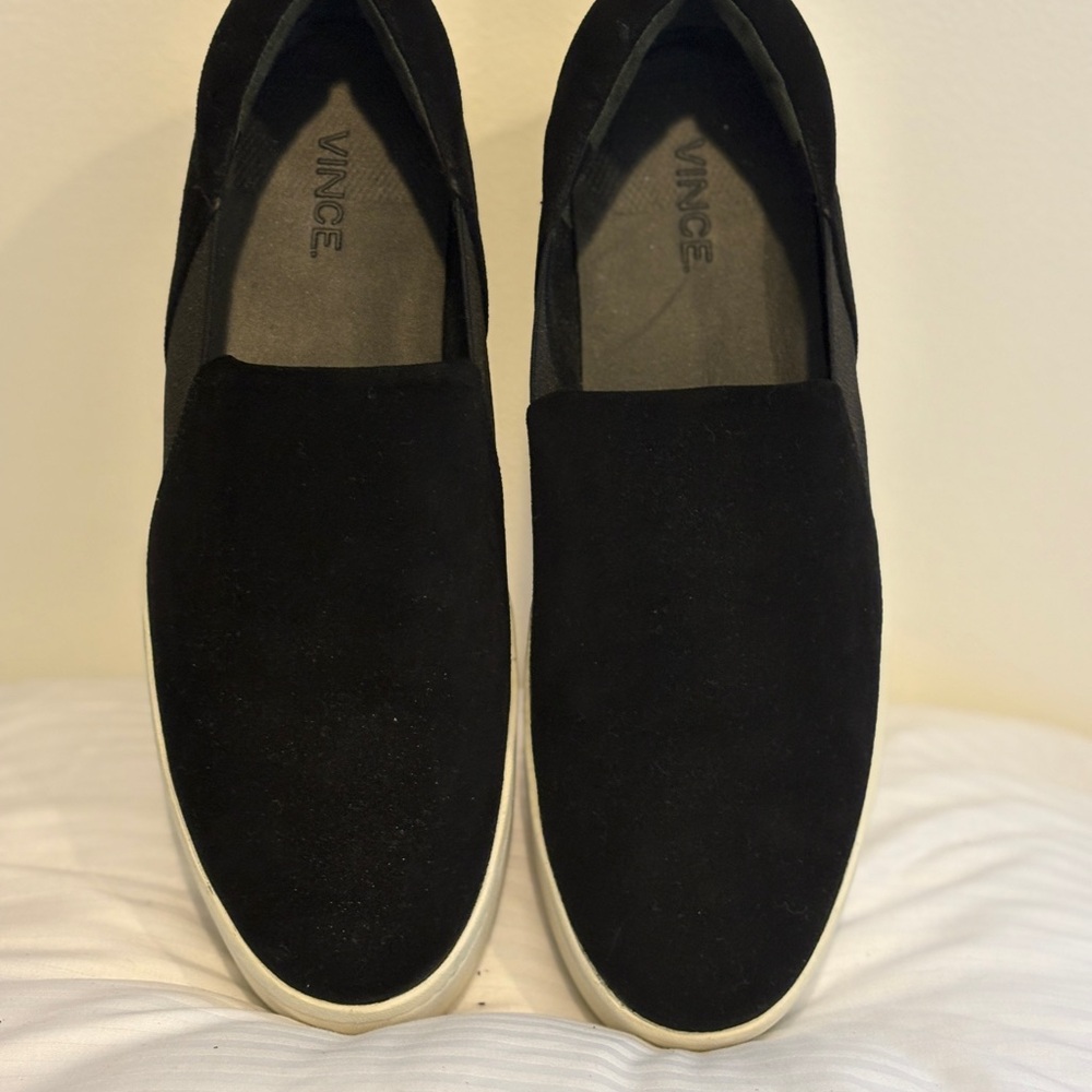 Vince Black Suede Slip-On Shoes